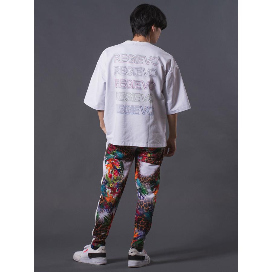 総柄転写プリントジョガーパンツ セットアップ ボタニカル レオパード ルーズシルエット レッド ブルー 赤 青 M L XL REGIEVO レジエボ | REGIEVO | 07