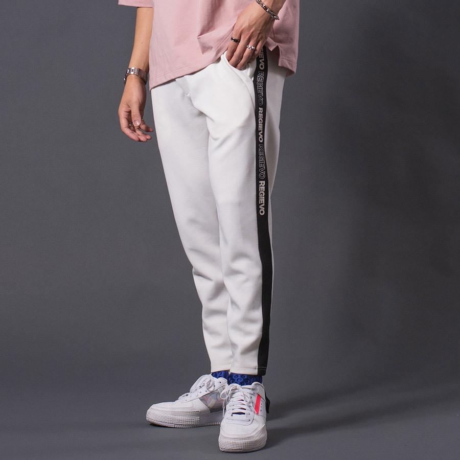 サイドロゴラインジョガーパンツ メンズ オールシーズン スポーティ シンプル ワンポイント ホワイト ブラック 白 黒 M L XL REGIEVO レジエボ | REGIEVO | 03