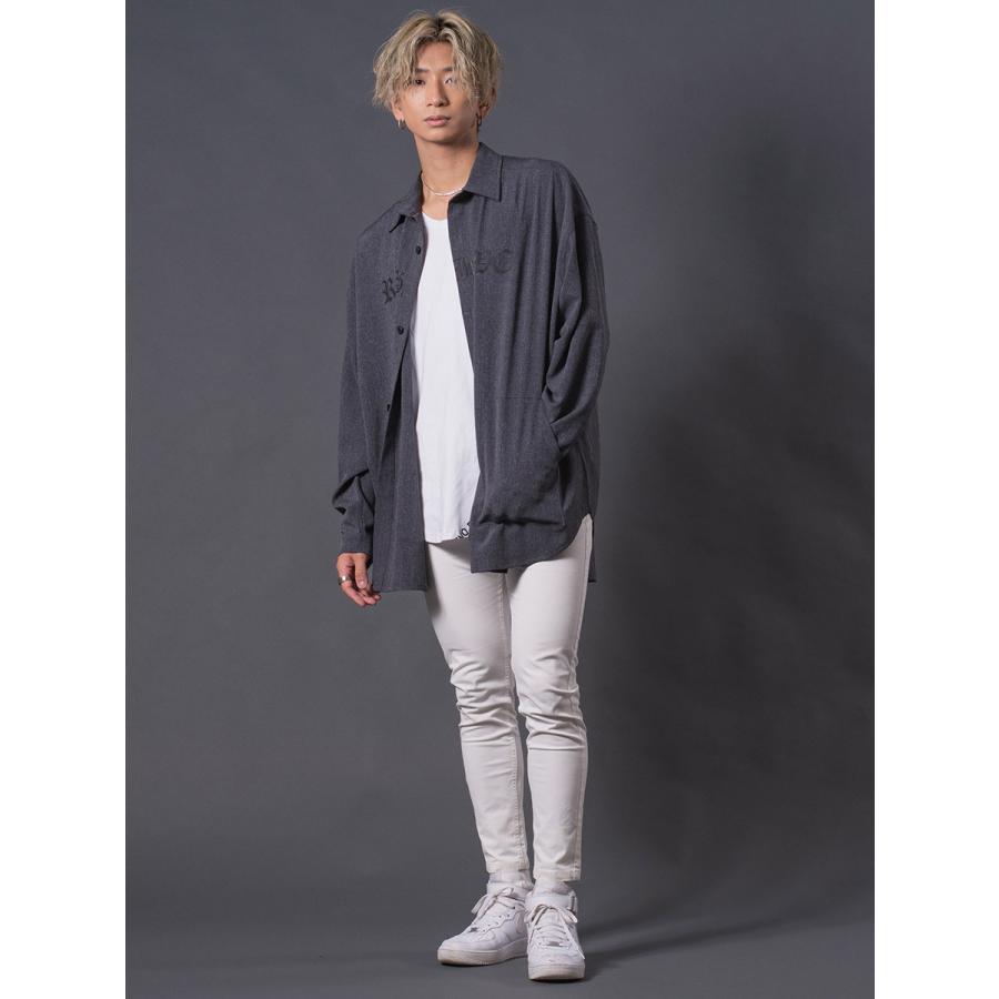ロゴプリントオーバーシャツメンズ ロングシャツ オーバーシャツ 長袖 シャツ シンプル 春 秋 冬 グレー ブラック 黒 M L REGIEVO レジエボ | REGIEVO | 12