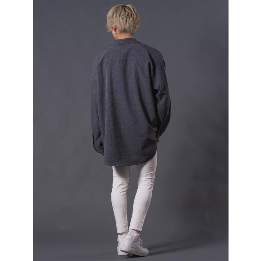 ロゴプリントオーバーシャツメンズ ロングシャツ オーバーシャツ 長袖 シャツ シンプル 春 秋 冬 グレー ブラック 黒 M L REGIEVO レジエボ | REGIEVO | 14