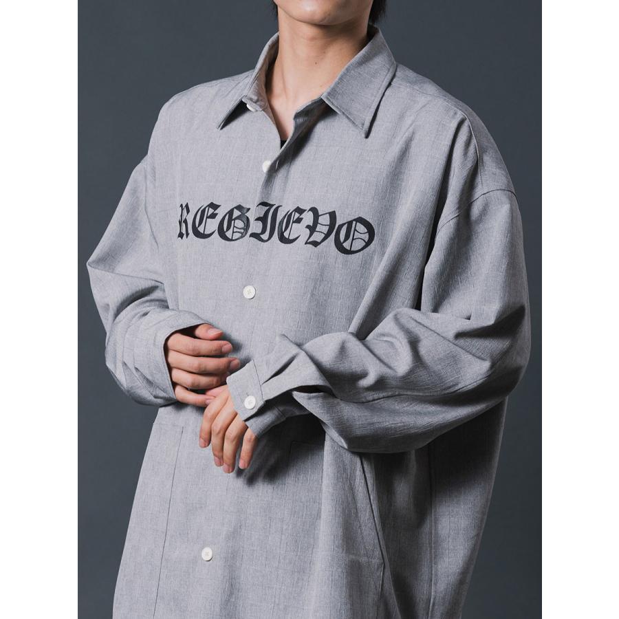 REGIEVO（レジエボ） ロゴプリントオーバーシャツメンズ ロングシャツ