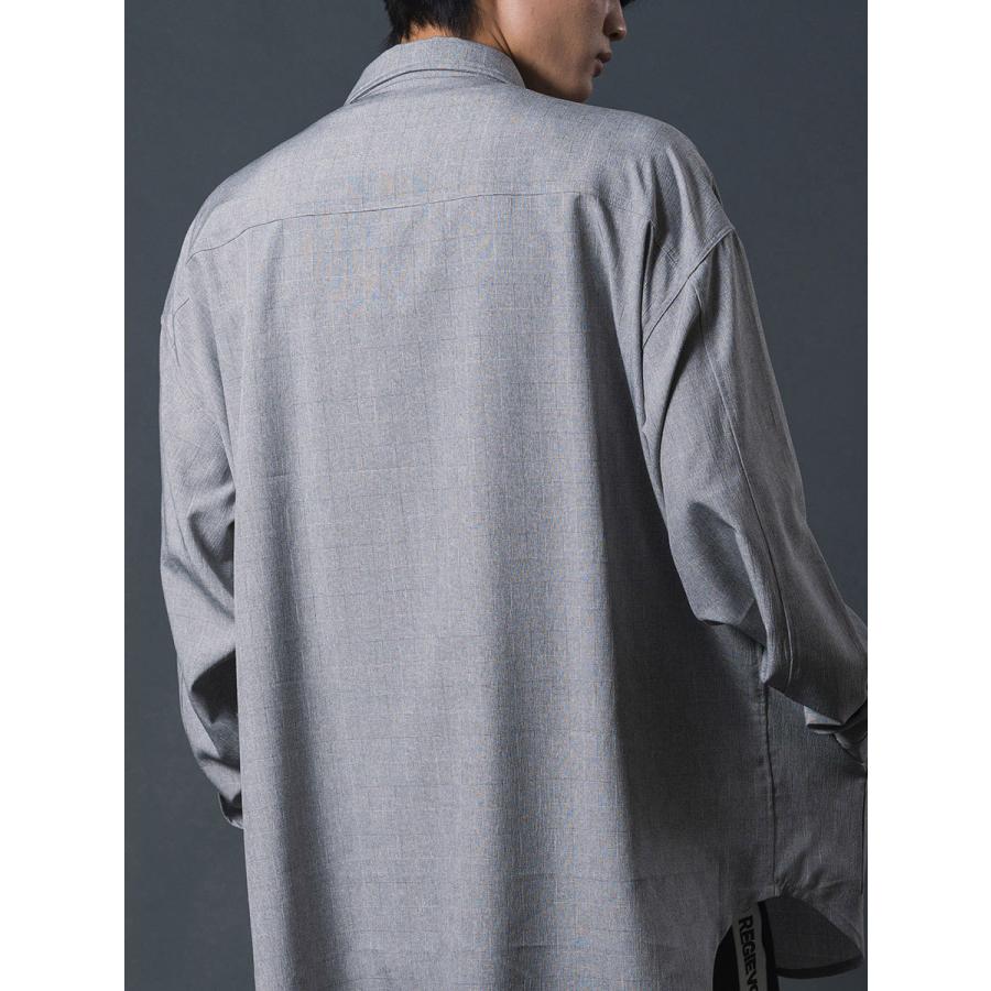 ロゴプリントオーバーシャツメンズ ロングシャツ オーバーシャツ 長袖 シャツ シンプル 春 秋 冬 グレー ブラック 黒 M L REGIEVO レジエボ | REGIEVO | 17