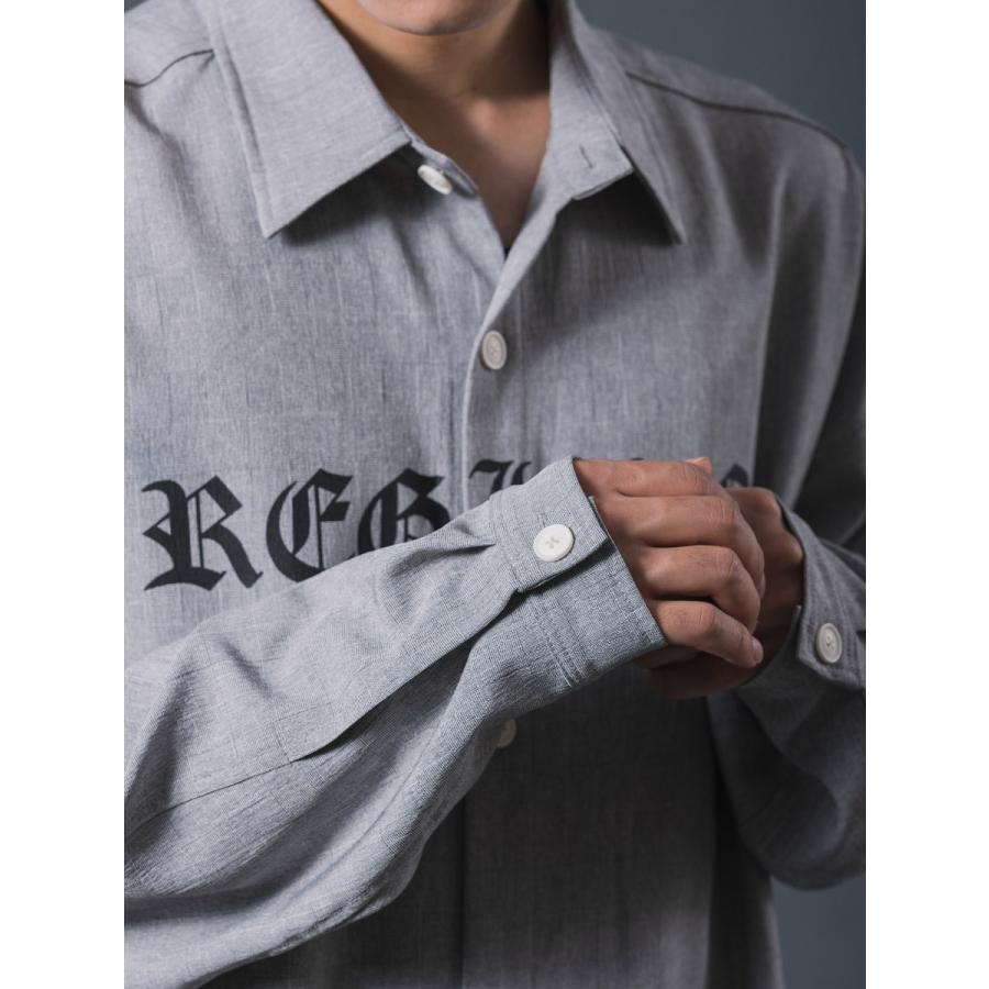ロゴプリントオーバーシャツメンズ ロングシャツ オーバーシャツ 長袖 シャツ シンプル 春 秋 冬 グレー ブラック 黒 M L REGIEVO レジエボ | REGIEVO | 20