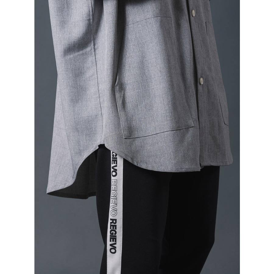 ロゴプリントオーバーシャツメンズ ロングシャツ オーバーシャツ 長袖 シャツ シンプル 春 秋 冬 グレー ブラック 黒 M L REGIEVO レジエボ | REGIEVO | 21