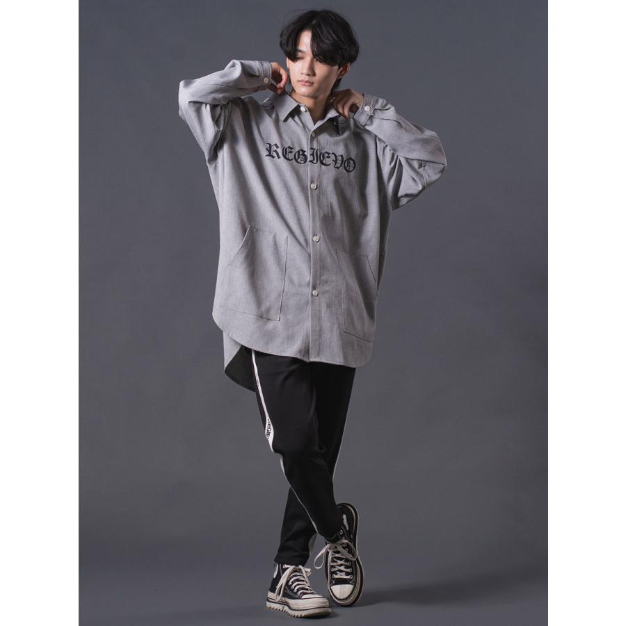 REGIEVO（レジエボ） ロゴプリントオーバーシャツメンズ ロングシャツ