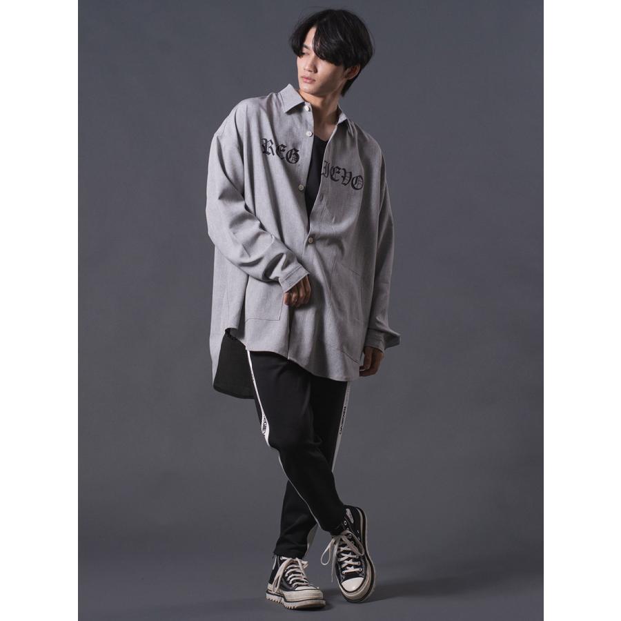 REGIEVO（レジエボ） ロゴプリントオーバーシャツメンズ ロングシャツ