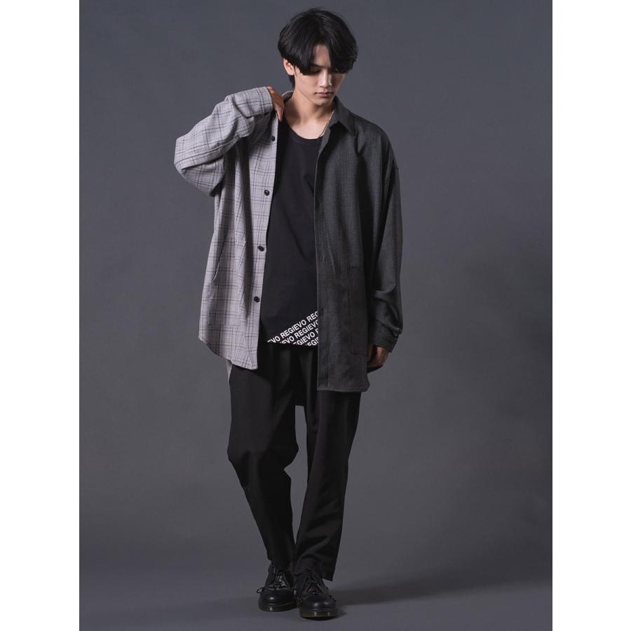 クレイジーオーバーシャツ メンズ ロングシャツ オーバーサイズ チェック柄 バイカラー ブラック ベージュ 黒 茶 M L REGIEVO レジエボ | REGIEVO | 13
