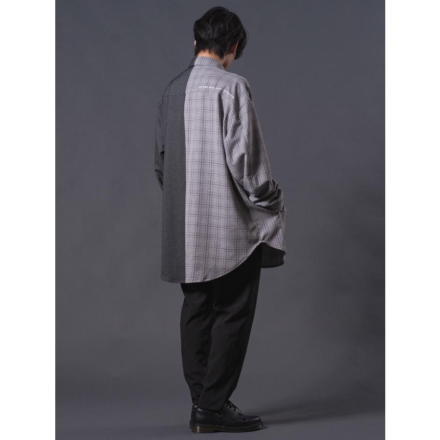 クレイジーオーバーシャツ メンズ ロングシャツ オーバーサイズ チェック柄 バイカラー ブラック ベージュ 黒 茶 M L REGIEVO レジエボ | REGIEVO | 16