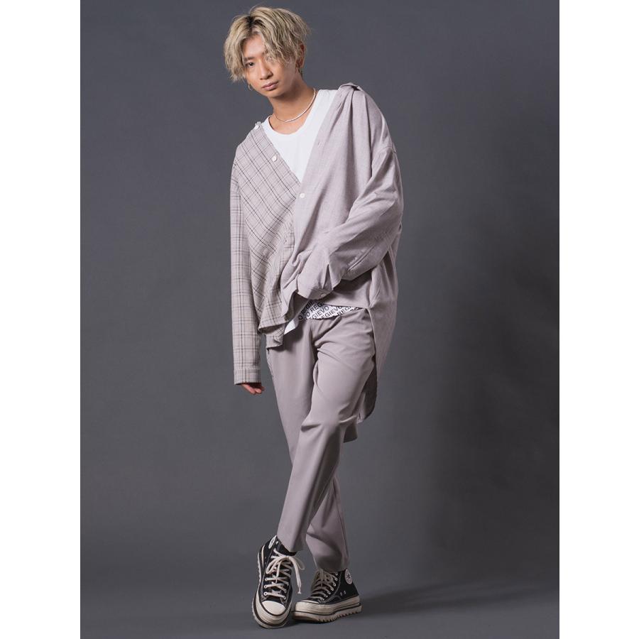 クレイジーオーバーシャツ メンズ ロングシャツ オーバーサイズ チェック柄 バイカラー ブラック ベージュ 黒 茶 M L REGIEVO レジエボ | REGIEVO | 05