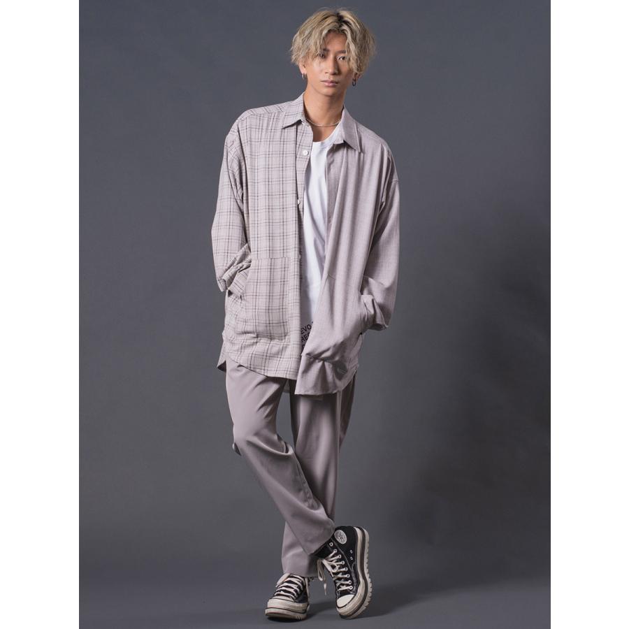 クレイジーオーバーシャツ メンズ ロングシャツ オーバーサイズ チェック柄 バイカラー ブラック ベージュ 黒 茶 M L REGIEVO レジエボ | REGIEVO | 07