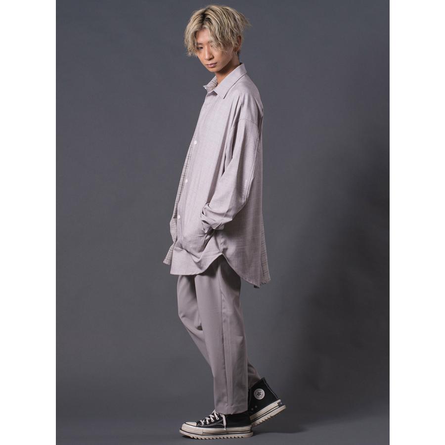 クレイジーオーバーシャツ メンズ ロングシャツ オーバーサイズ チェック柄 バイカラー ブラック ベージュ 黒 茶 M L REGIEVO レジエボ | REGIEVO | 08