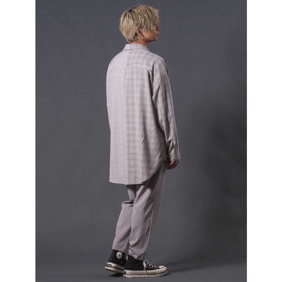 クレイジーオーバーシャツ メンズ ロングシャツ オーバーサイズ チェック柄 バイカラー ブラック ベージュ 黒 茶 M L REGIEVO レジエボ | REGIEVO | 09