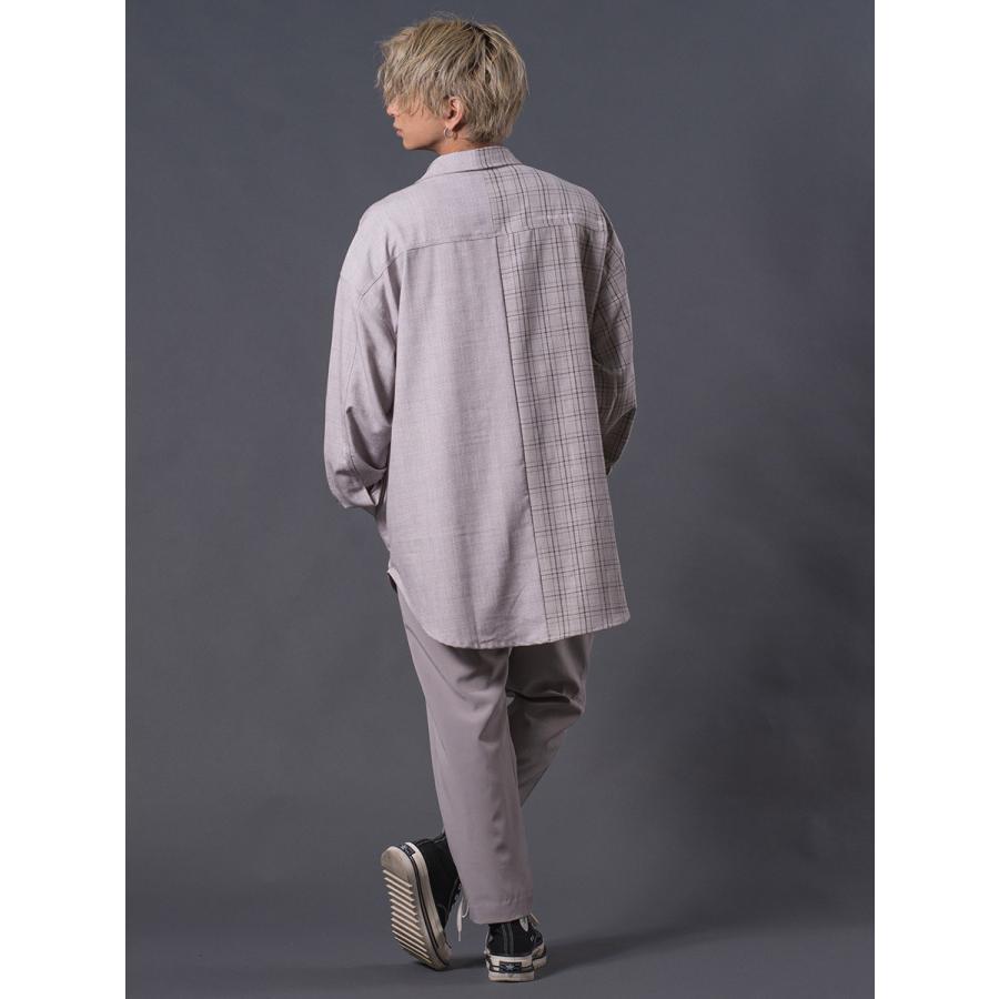クレイジーオーバーシャツ メンズ ロングシャツ オーバーサイズ チェック柄 バイカラー ブラック ベージュ 黒 茶 M L REGIEVO レジエボ | REGIEVO | 10