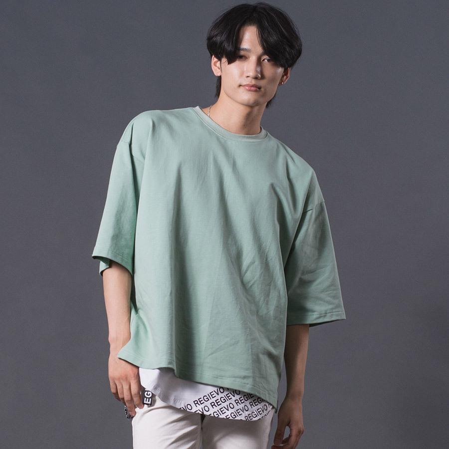 ドロップショルダーTシャツ メンズ シンプル オーバーサイズ 春 夏 秋 ホワイト グレー グリーン ピンク キャメル ブラック 白 緑 黒 M L XL REGIEVO レジエボ | REGIEVO | 08