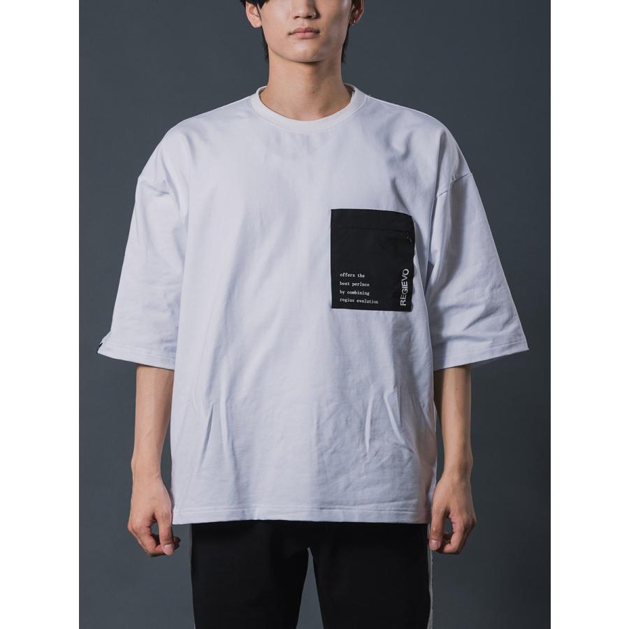ポケットつきドロップショルダーTシャツ メンズ オーバーサイズ シンプル 春 夏 秋 ホワイト ブラック 白 黒 M L REGIEVO レジエボ | REGIEVO | 14