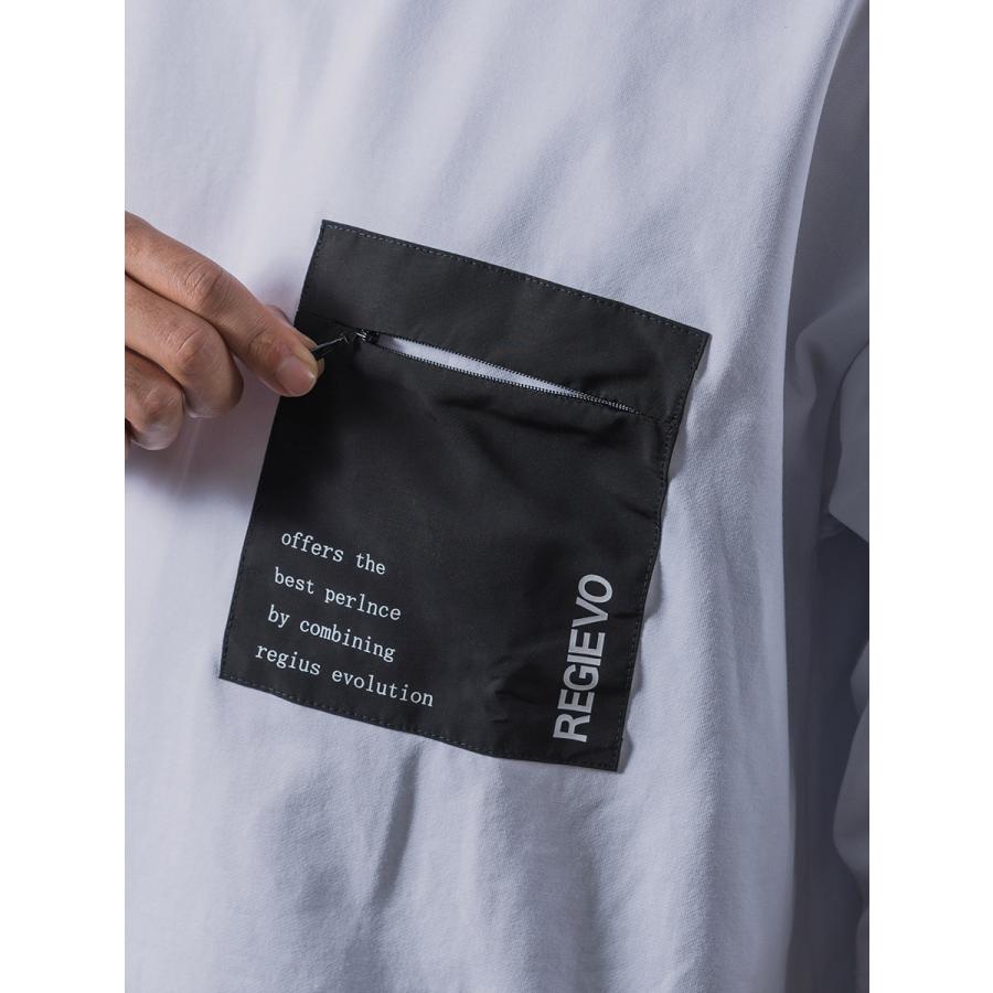 ポケットつきドロップショルダーTシャツ メンズ オーバーサイズ シンプル 春 夏 秋 ホワイト ブラック 白 黒 M L REGIEVO レジエボ | REGIEVO | 18