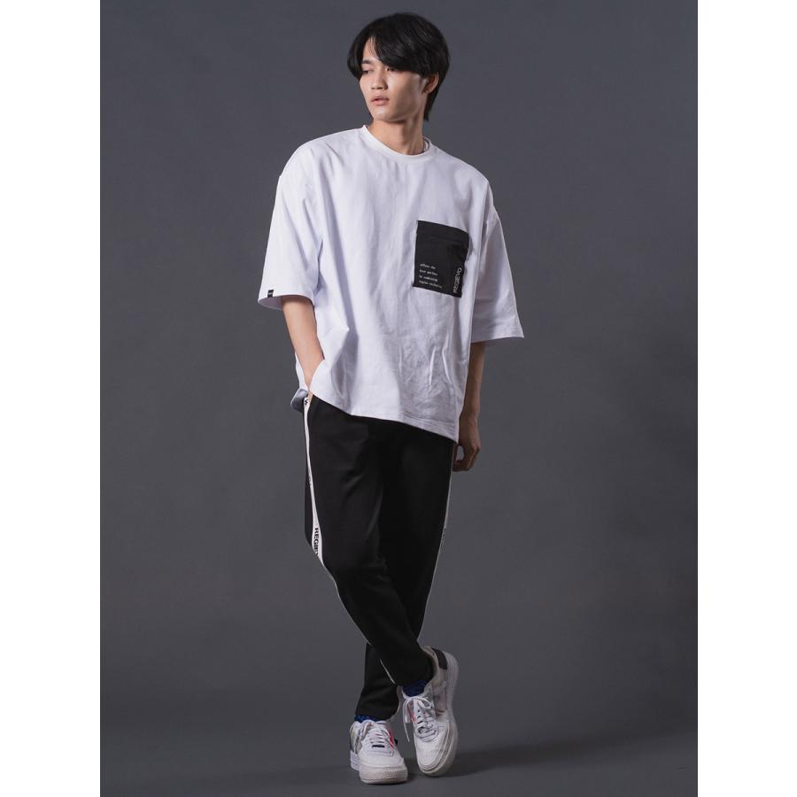 ポケットつきドロップショルダーTシャツ メンズ オーバーサイズ シンプル 春 夏 秋 ホワイト ブラック 白 黒 M L REGIEVO レジエボ | REGIEVO | 04