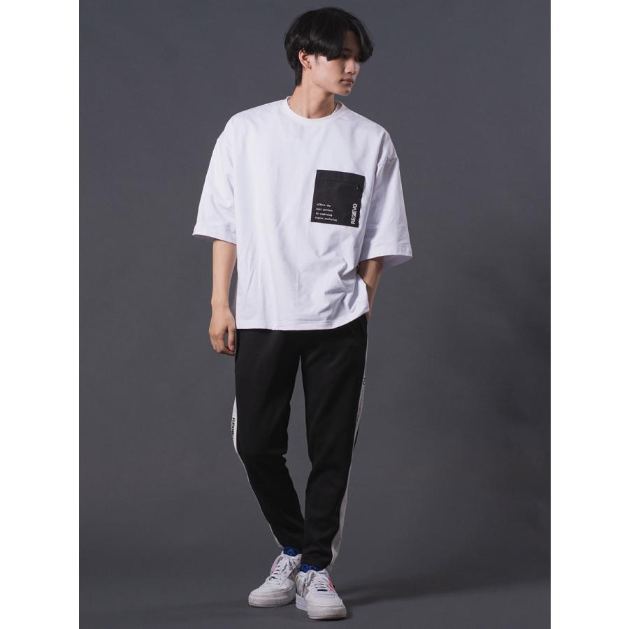 ポケットつきドロップショルダーTシャツ メンズ オーバーサイズ シンプル 春 夏 秋 ホワイト ブラック 白 黒 M L REGIEVO レジエボ | REGIEVO | 05