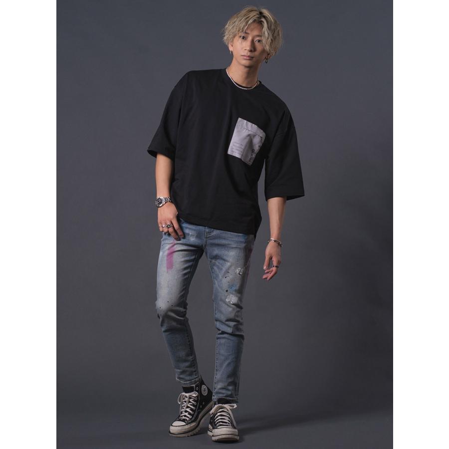 ポケットつきドロップショルダーTシャツ メンズ オーバーサイズ シンプル 春 夏 秋 ホワイト ブラック 白 黒 M L REGIEVO レジエボ | REGIEVO | 09