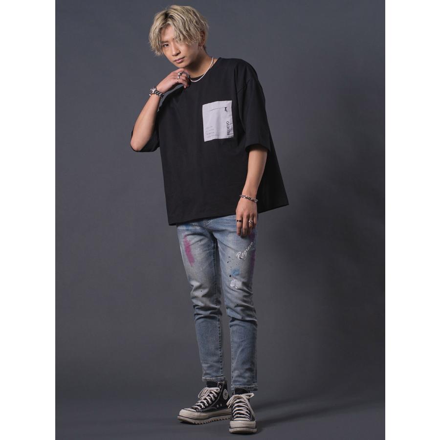 ポケットつきドロップショルダーTシャツ メンズ オーバーサイズ シンプル 春 夏 秋 ホワイト ブラック 白 黒 M L REGIEVO レジエボ | REGIEVO | 10