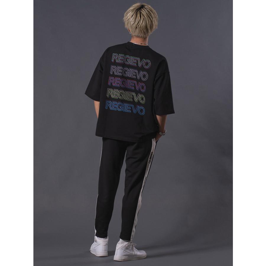 レインボープリントドロップショルダーTシャツ メンズ オーバーサイズ シンプル ロゴ 春 夏 秋 ホワイト ブラック 白 黒 M L REGIEVO レジエボ | REGIEVO | 14