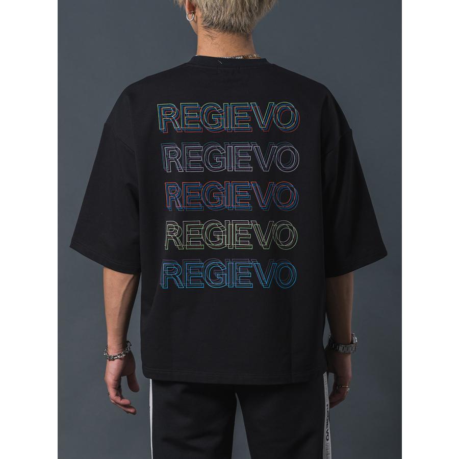 レインボープリントドロップショルダーTシャツ メンズ オーバーサイズ シンプル ロゴ 春 夏 秋 ホワイト ブラック 白 黒 M L REGIEVO レジエボ | REGIEVO | 17