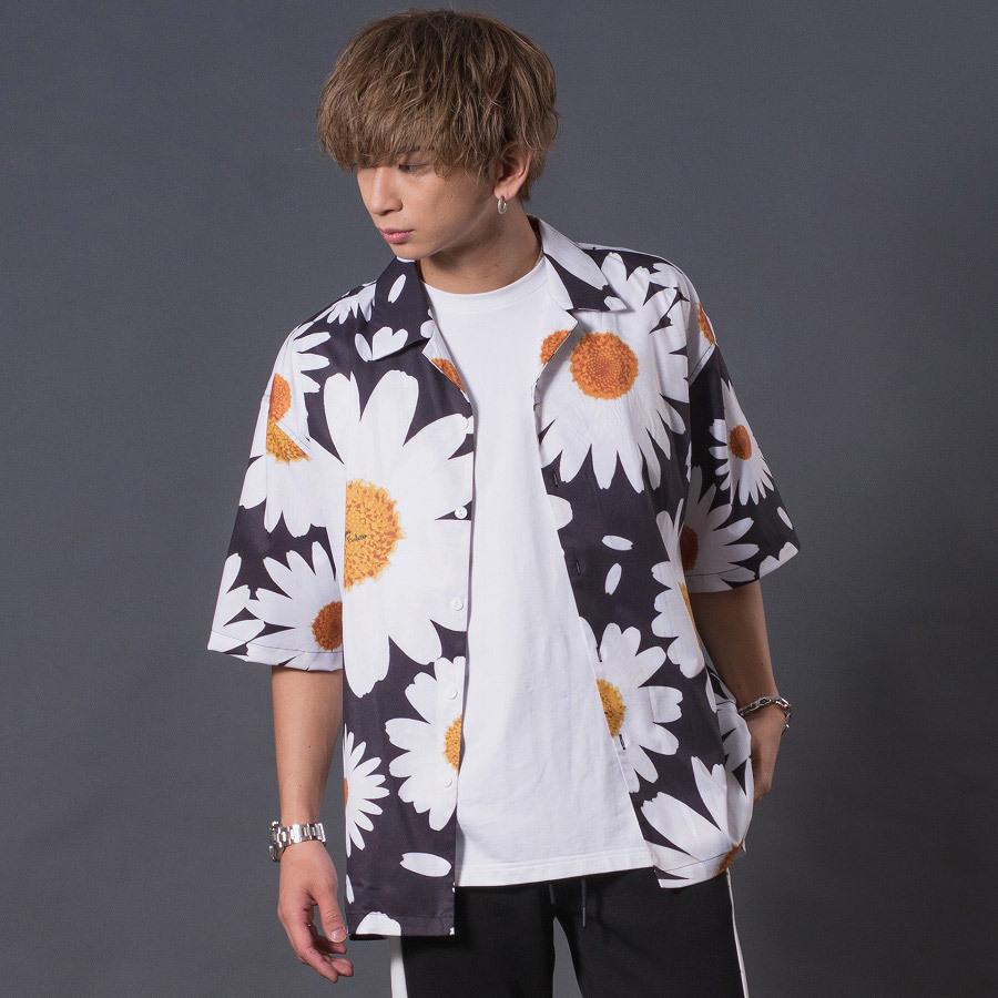 REGIEVO（レジエボ） 花柄オープンカラービッグシルエットシャツ