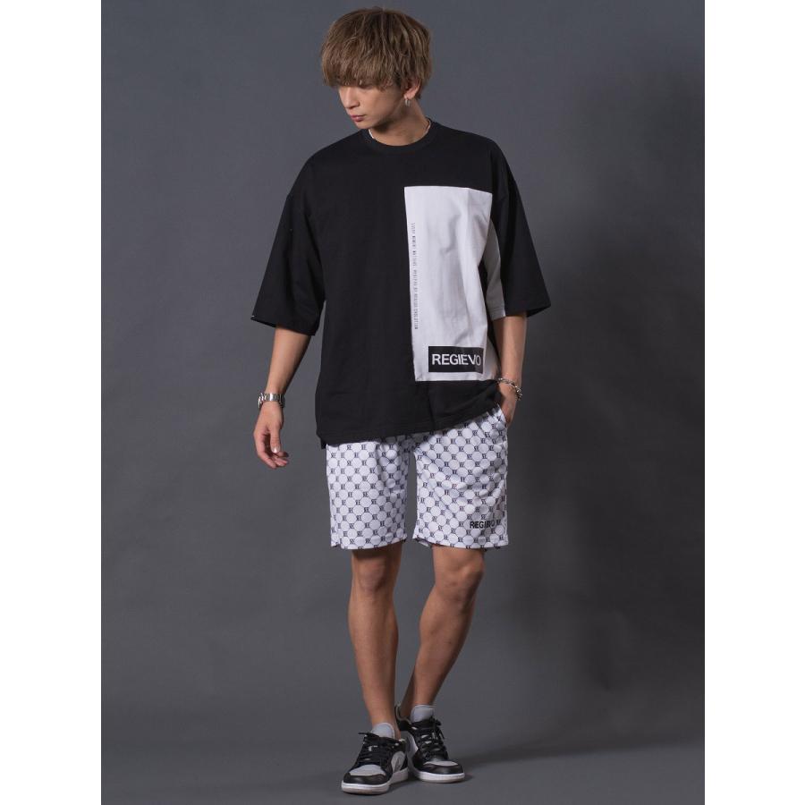 モノグラムショートパンツ メンズ 総柄 ルーズシルエット セットアップ 春 夏 秋 ホワイト レッド ブラック 白 赤 黒 M L XL REGIEVO レジエボ | REGIEVO | 06