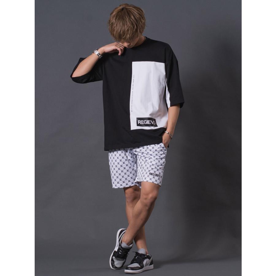 モノグラムショートパンツ メンズ 総柄 ルーズシルエット セットアップ 春 夏 秋 ホワイト レッド ブラック 白 赤 黒 M L XL REGIEVO レジエボ | REGIEVO | 07