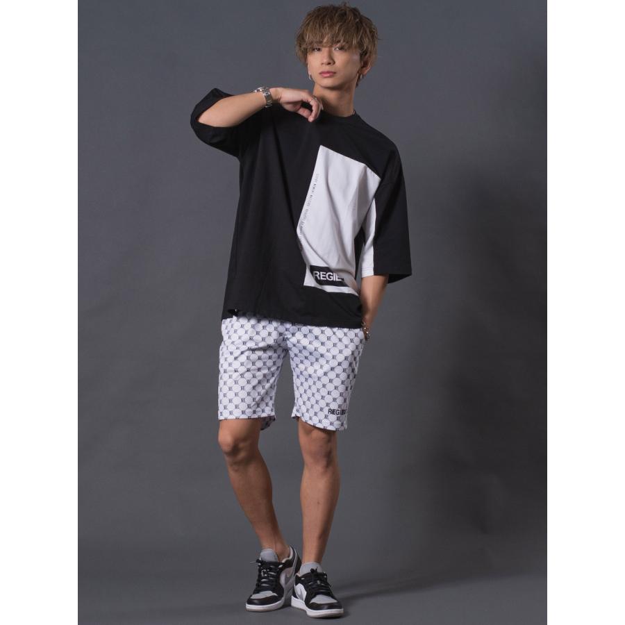 モノグラムショートパンツ メンズ 総柄 ルーズシルエット セットアップ 春 夏 秋 ホワイト レッド ブラック 白 赤 黒 M L XL REGIEVO レジエボ | REGIEVO | 08