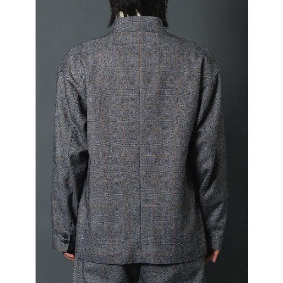 REGIEVO（レジエボ） ノーカラーチェックジャケット メンズ テーラード