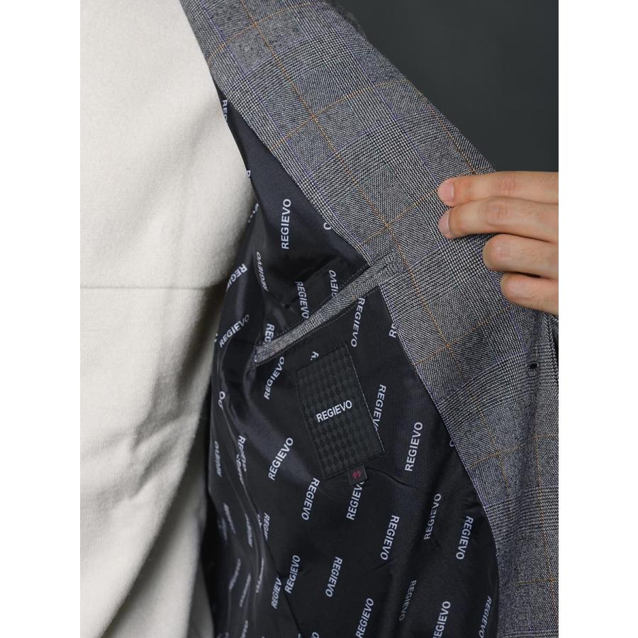 REGIEVO（レジエボ） ノーカラーチェックジャケット メンズ テーラード