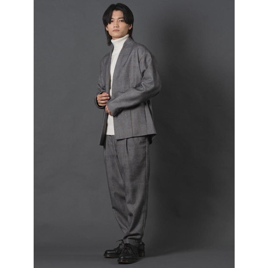 チェックイージースラックス メンズ テーパードパンツ チェック レトロ オーバーサイズ セットアップ 春 秋 冬 ベージュ グレー M L XL REGIEVO レジエボ | REGIEVO | 12