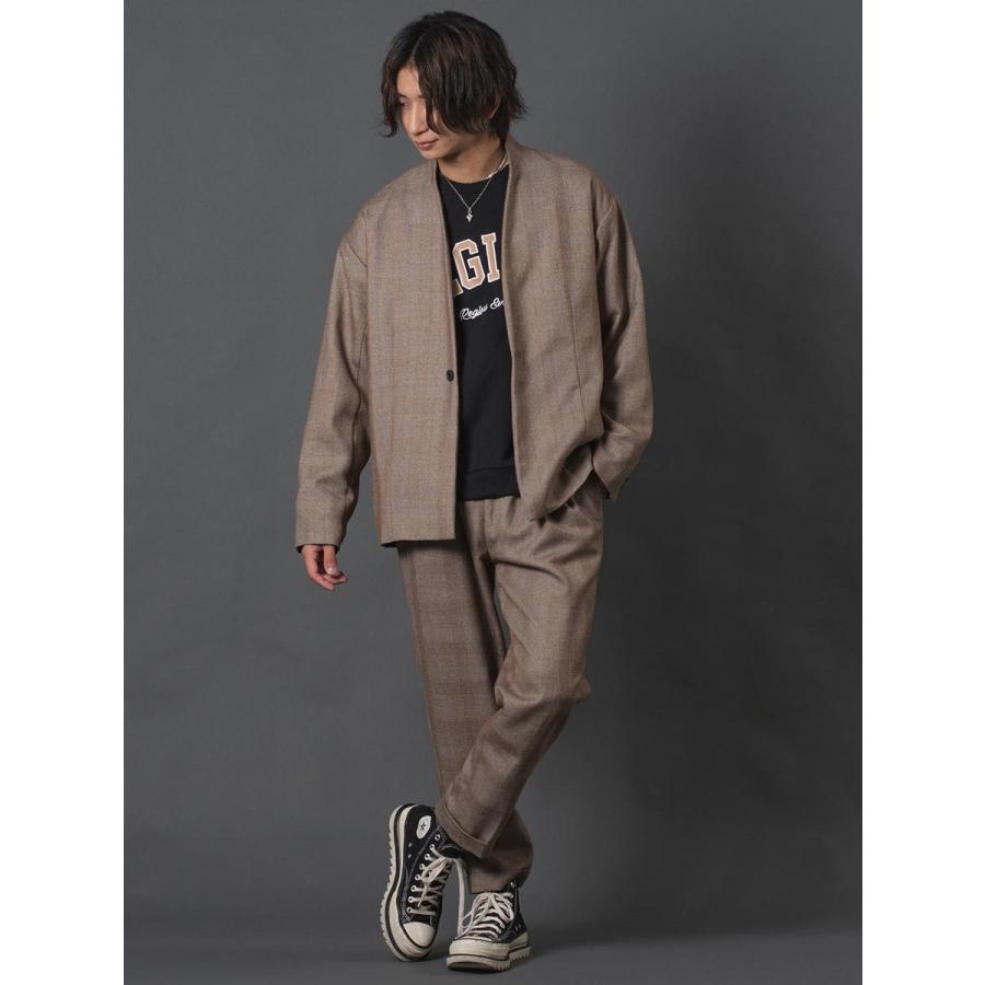 チェックイージースラックス メンズ テーパードパンツ チェック レトロ オーバーサイズ セットアップ 春 秋 冬 ベージュ グレー M L XL REGIEVO レジエボ | REGIEVO | 05
