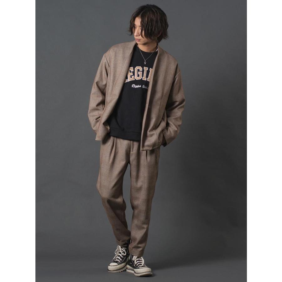 チェックイージースラックス メンズ テーパードパンツ チェック レトロ オーバーサイズ セットアップ 春 秋 冬 ベージュ グレー M L XL REGIEVO レジエボ | REGIEVO | 06
