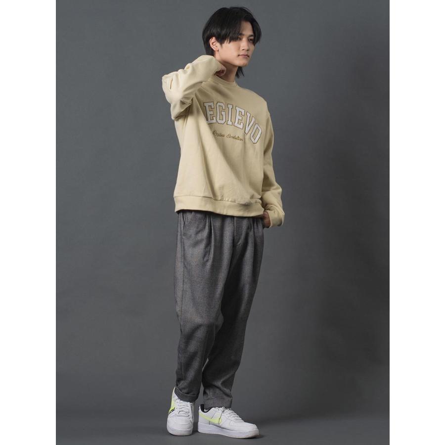 チェックイージースラックス メンズ テーパードパンツ チェック レトロ オーバーサイズ セットアップ 春 秋 冬 ベージュ グレー M L XL REGIEVO レジエボ | REGIEVO | 09