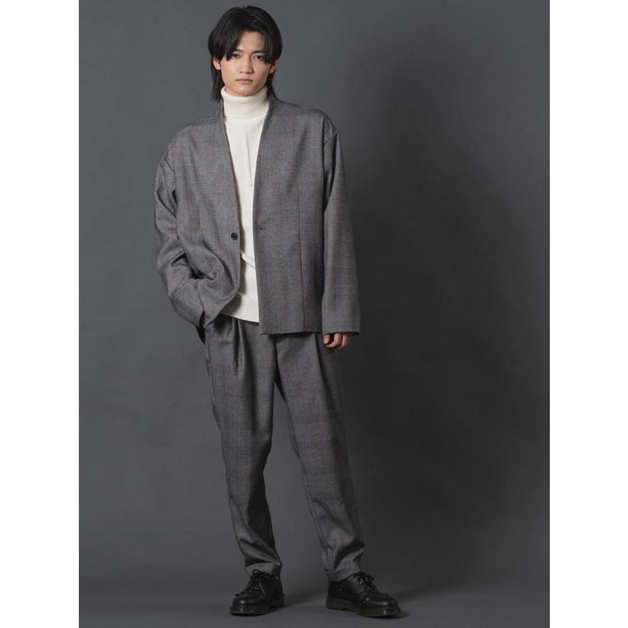 チェックイージースラックス メンズ テーパードパンツ チェック レトロ オーバーサイズ セットアップ 春 秋 冬 ベージュ グレー M L XL REGIEVO レジエボ | REGIEVO | 10
