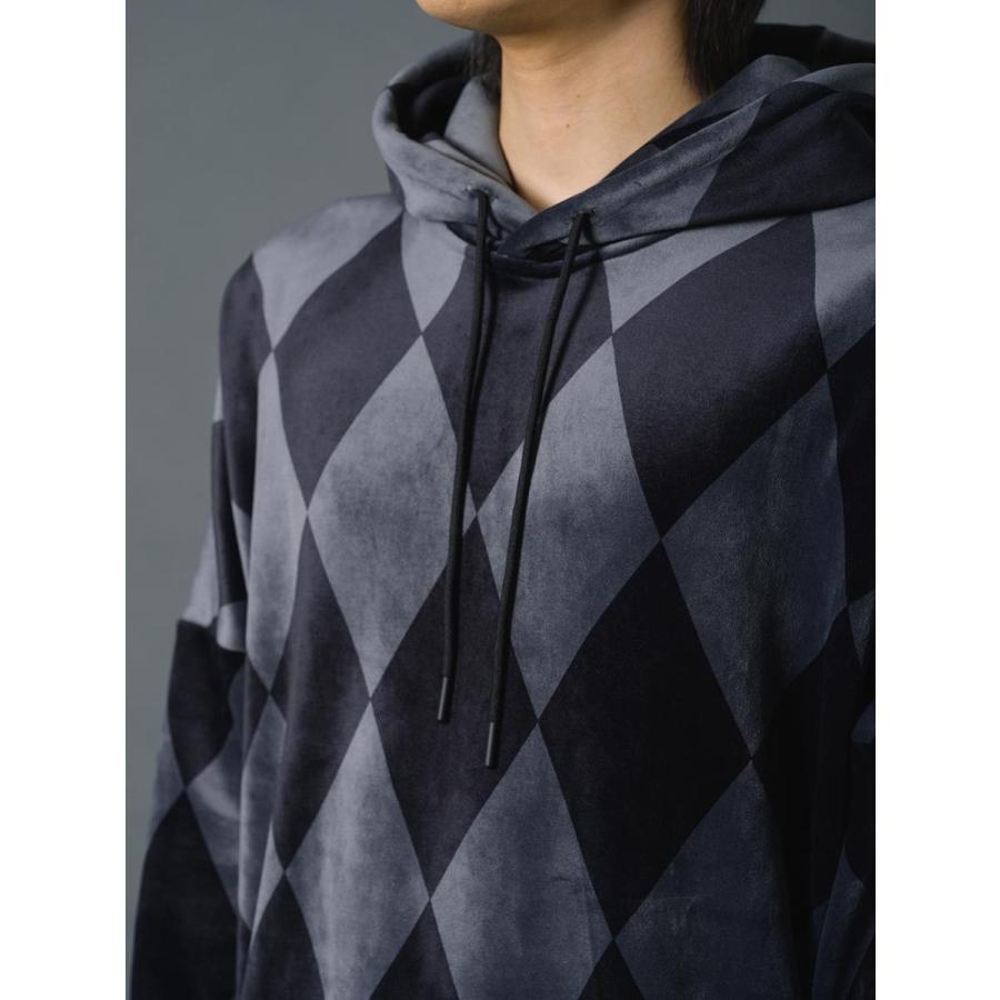 ダイヤプリントプルパーパーカー メンズ ダイヤ柄 総柄 ルーズシルエット プルオーバー 春 秋 冬 ホワイト ピンク ブラック 白 黒 M L XL REGIEVO レジエボ | REGIEVO | 21