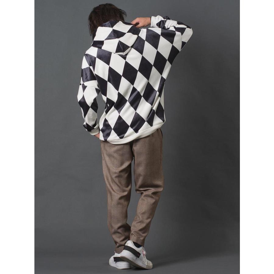 ダイヤプリントプルパーパーカー メンズ ダイヤ柄 総柄 ルーズシルエット プルオーバー 春 秋 冬 ホワイト ピンク ブラック 白 黒 M L XL REGIEVO レジエボ | REGIEVO | 10