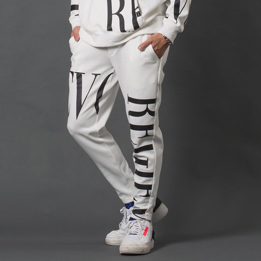 ビッグロゴプリントジョガーパンツ メンズ テーパードパンツ セットアップ シンプル 春 夏 秋 冬 ホワイト ブラック 白 黒 M L XL REGIEVO レジエボ | REGIEVO