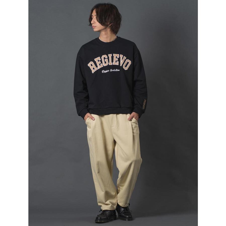 アップリケロゴトレーナー メンズ スウェット レトロ オーバーサイズ シンプル ヴィンテージ 春 秋 冬 ベージュ グレー ブラック 茶 黒 M L XL REGIEVO レジエボ | REGIEVO | 14