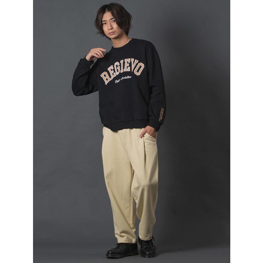 アップリケロゴトレーナー メンズ スウェット レトロ オーバーサイズ シンプル ヴィンテージ 春 秋 冬 ベージュ グレー ブラック 茶 黒 M L XL REGIEVO レジエボ | REGIEVO | 15