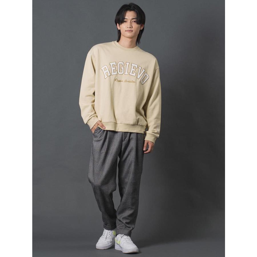 アップリケロゴトレーナー メンズ スウェット レトロ オーバーサイズ シンプル ヴィンテージ 春 秋 冬 ベージュ グレー ブラック 茶 黒 M L XL REGIEVO レジエボ | REGIEVO | 06