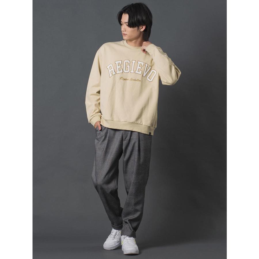 アップリケロゴトレーナー メンズ スウェット レトロ オーバーサイズ シンプル ヴィンテージ 春 秋 冬 ベージュ グレー ブラック 茶 黒 M L XL REGIEVO レジエボ | REGIEVO | 07