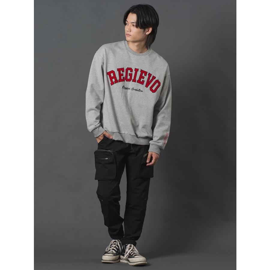 アップリケロゴトレーナー メンズ スウェット レトロ オーバーサイズ シンプル ヴィンテージ 春 秋 冬 ベージュ グレー ブラック 茶 黒 M L XL REGIEVO レジエボ | REGIEVO | 10
