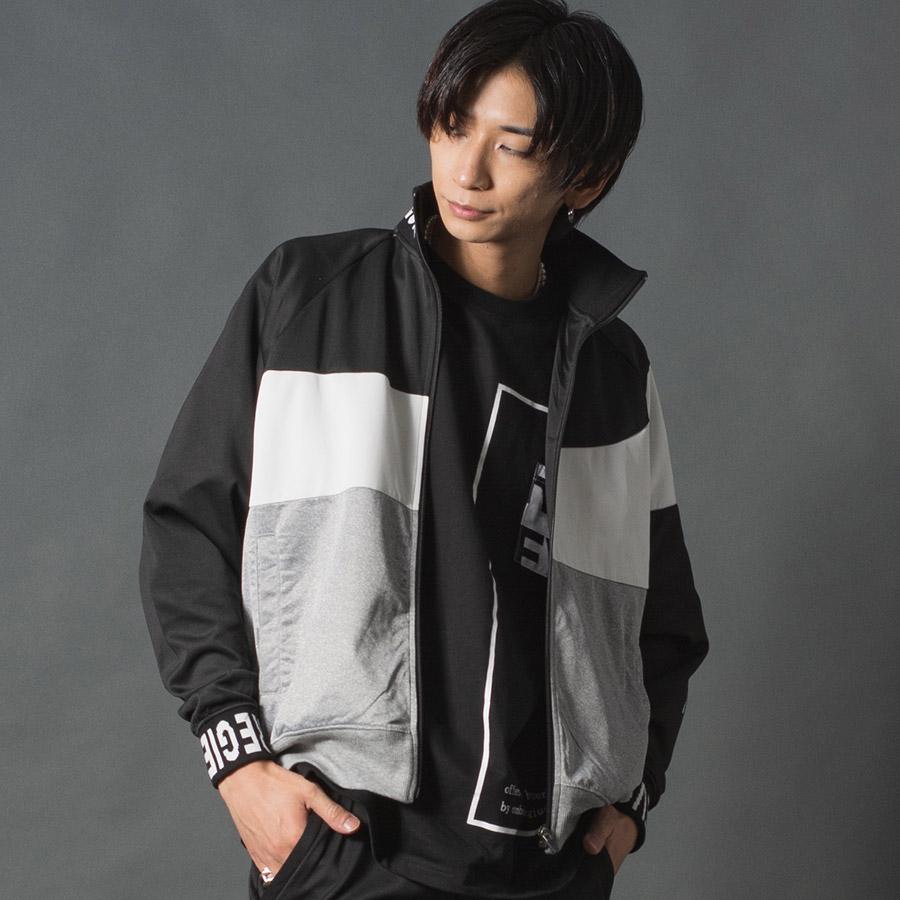 REGIEVO アシンメトリー切り替えトラックジャケット メンズ
