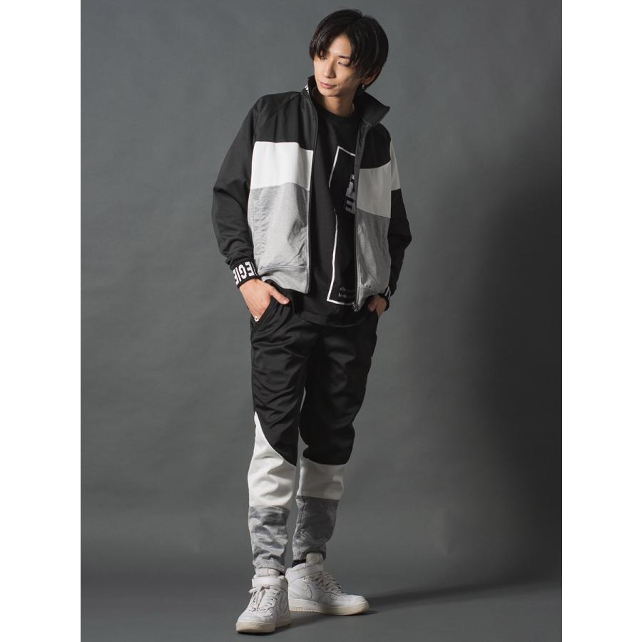 アシンメトリー切り替えトラックジャケット メンズ ジャージ セットアップ シンプル スポーティ グレー ブラック ホワイト 白 黒 M L XL REGIEVO レジエボ | REGIEVO | 10