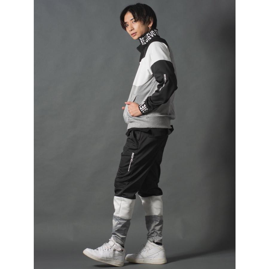 アシンメトリー切り替えジョガーパンツ メンズ ストレッチ性 シンプル セットアップ モノトーン ホワイト ブラック グレー 白 黒 M L XL REGIEVO レジエボ | REGIEVO | 08