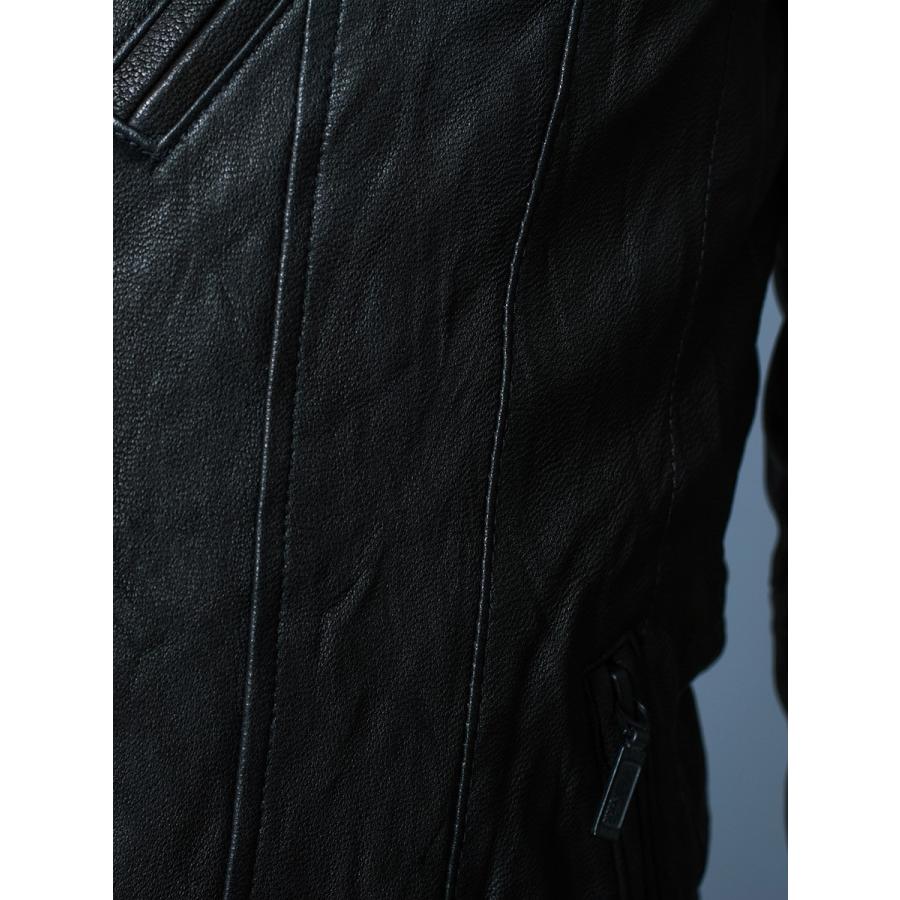 レザージャケット メンズ 本革 ゴートレザー 山羊革 ブラック 黒 S M L XL 2L LL ライダース 革ジャン リアルレザー 春 秋 REGIEVO レジエボ hk 55106 | REGIEVO | 06