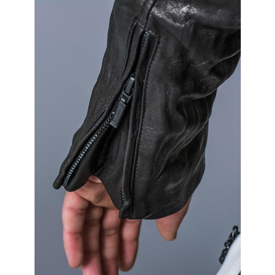 レザージャケット メンズ 本革 ゴートレザー 山羊革 ブラック 黒 S M L XL 2L LL ライダース 革ジャン リアルレザー 春 秋 REGIEVO レジエボ hk 55106 | REGIEVO | 09